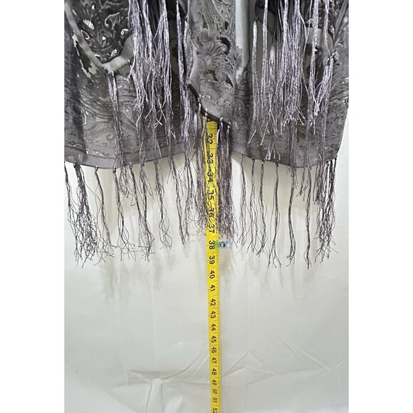 Unbranded Womens One Size Embroidered Gray Purple‎ Shawl Kimono Duster Tassels - Picture 4 of 12